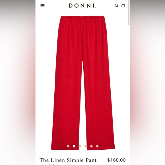 Brand New Sold Out Donni Linen Simple Pant in Tomato - Picture 2 of 4